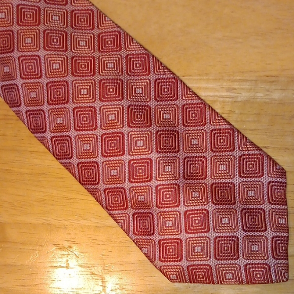 Ted Baker Silver and Red Geometric Tie - Picture 1 of 5
